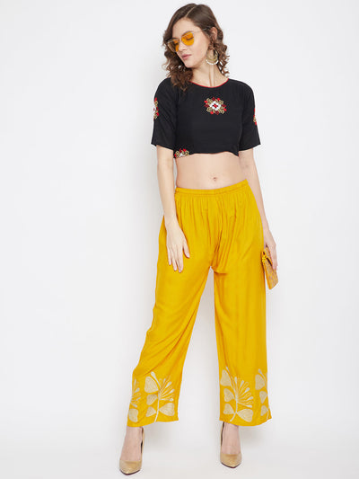 Clora Mustard Hem Design Straight Palazzo