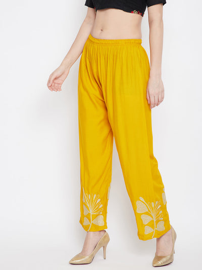 Clora Mustard Hem Design Straight Palazzo