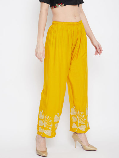 Clora Mustard Hem Design Straight Palazzo