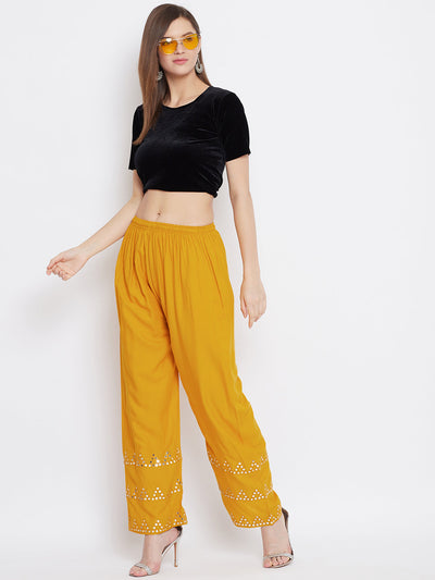 Clora Mustard Straight Hem Design Palazzo