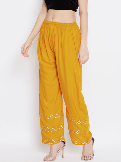 Clora Mustard Straight Hem Design Palazzo