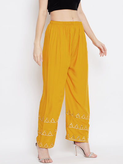 Clora Mustard Straight Hem Design Palazzo