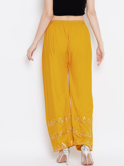 Clora Mustard Straight Hem Design Palazzo
