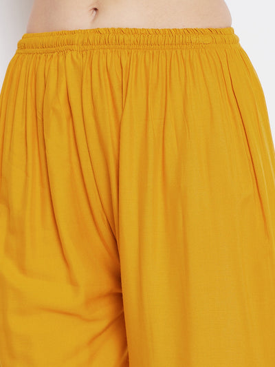 Clora Mustard Straight Hem Design Palazzo