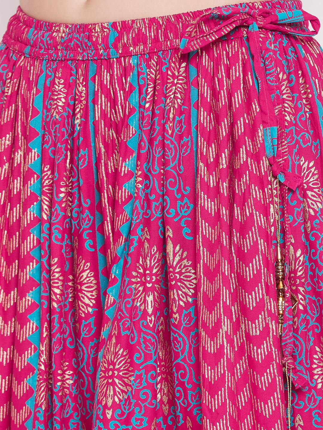 Clora Magenta Printed Rayon Maxi Skirt