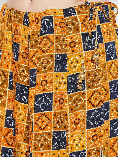 Clora Mustard Printed Maxi Skirt