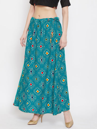 Turquoise Printed Skirt