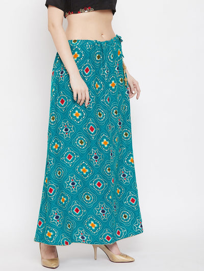Clora Turquoise Printed Skirt