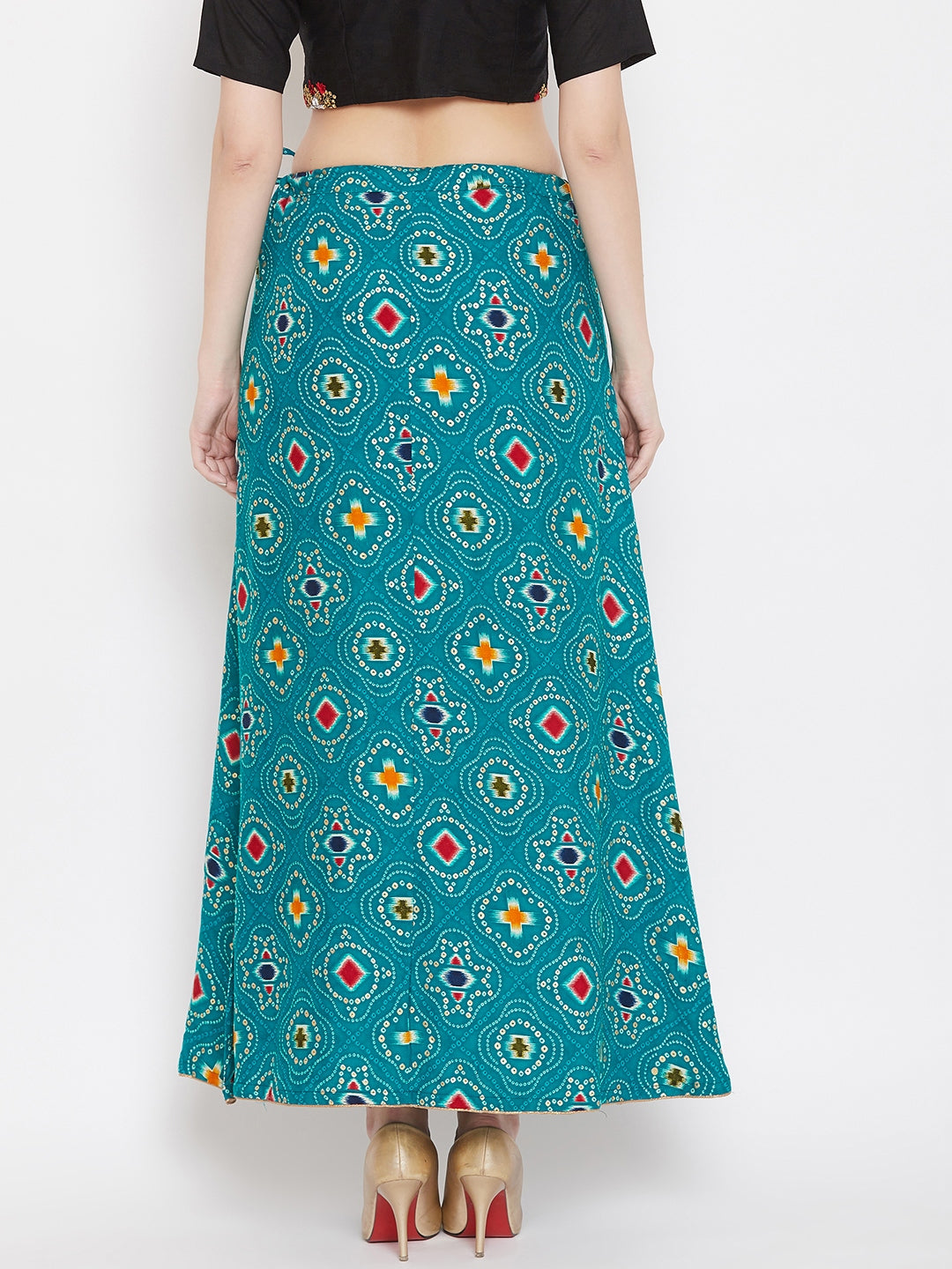 Clora Turquoise Printed Skirt