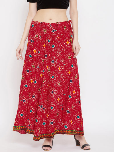 Red Printed Skirt