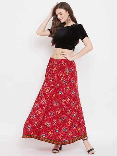Red Printed Skirt