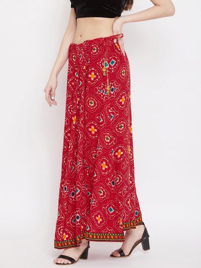 Red Printed Skirt