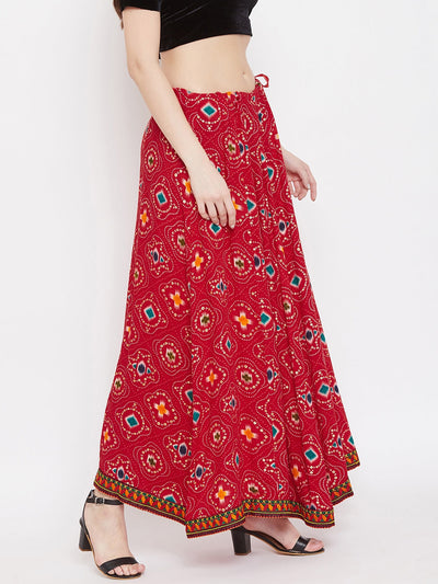 Clora Red Printed Skirt