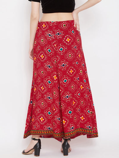 Clora Red Printed Skirt