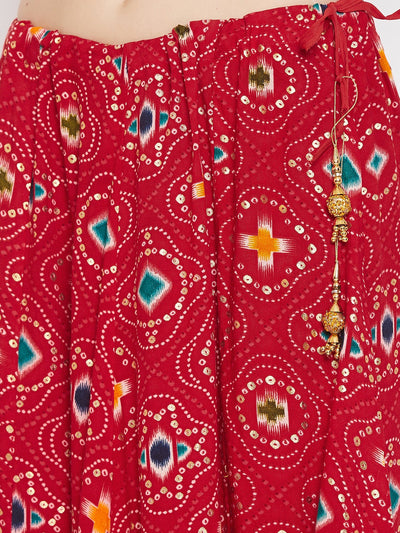 Clora Red Printed Skirt