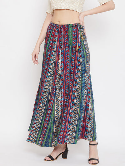 Clora Multi Flared Printed Maxi Skirt