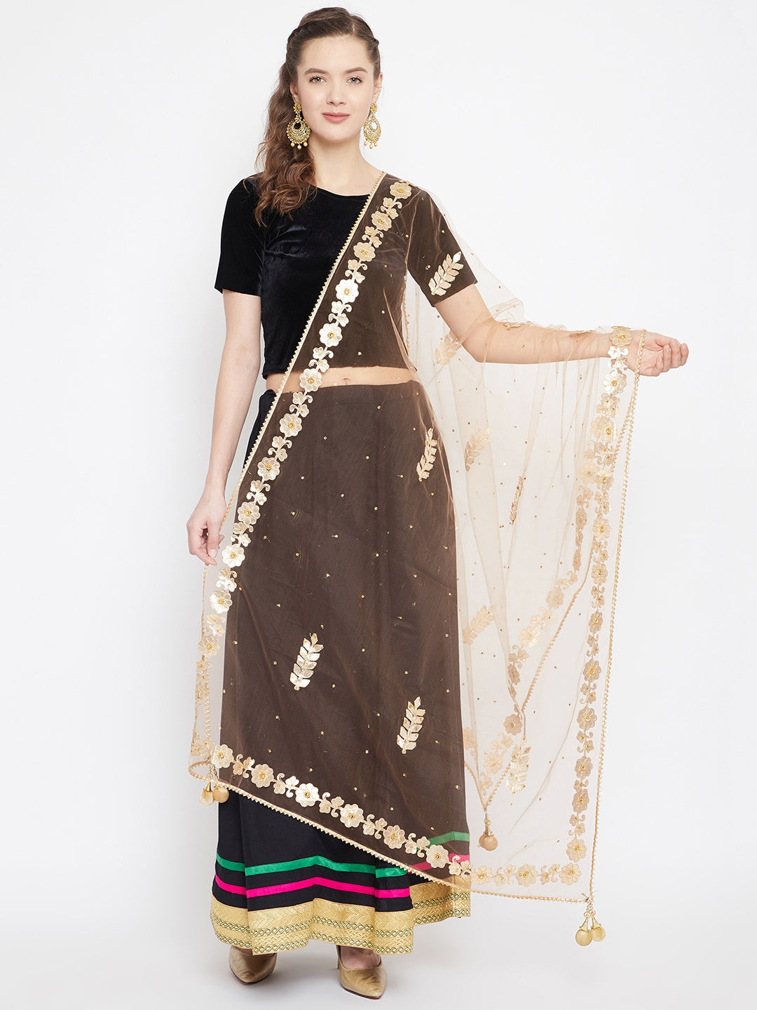 Clora Fawn Gotta Patti Net Dupatta