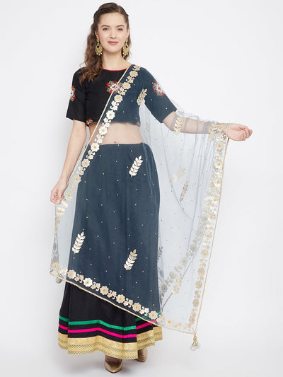 Clora Grey Gotta Patti Net Dupatta