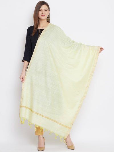 Clora Lemon Solid Cotton Tussar Dupatta