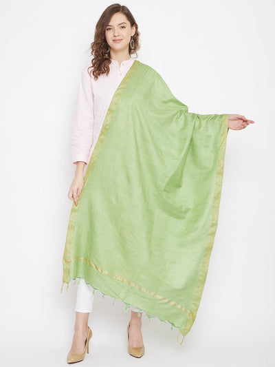 Clora Pista Green Solid Cotton Tussar Dupatta