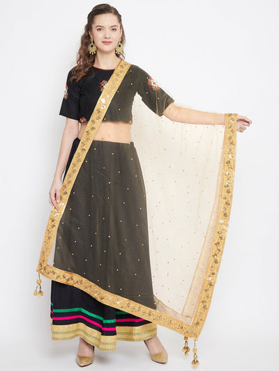 Clora Golden Embellished Net Dupatta