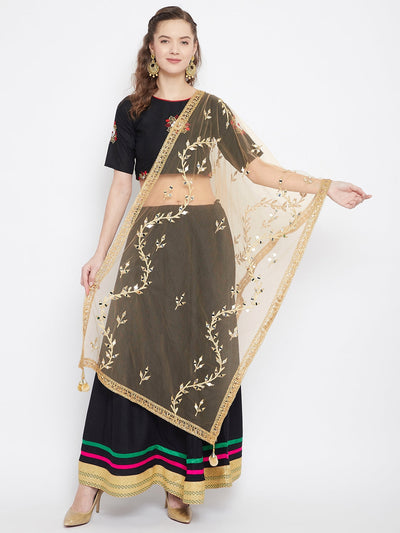 Golden Bail Embellished Net Dupatta
