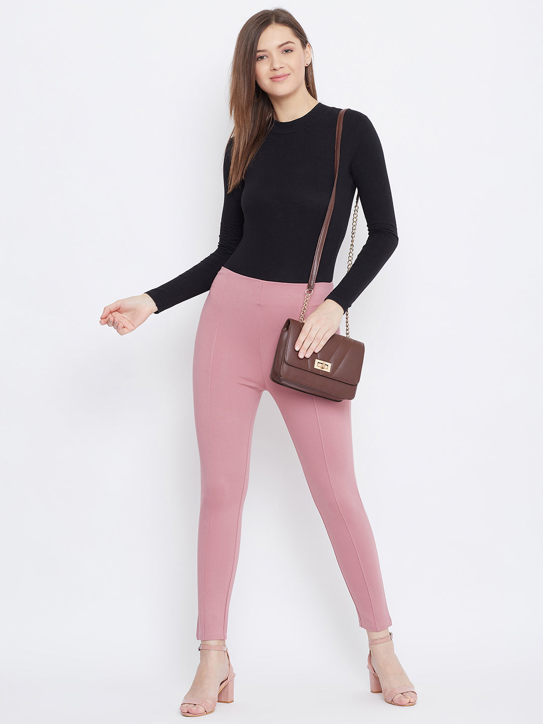 Clora Pink Regular Fit Jeggings
