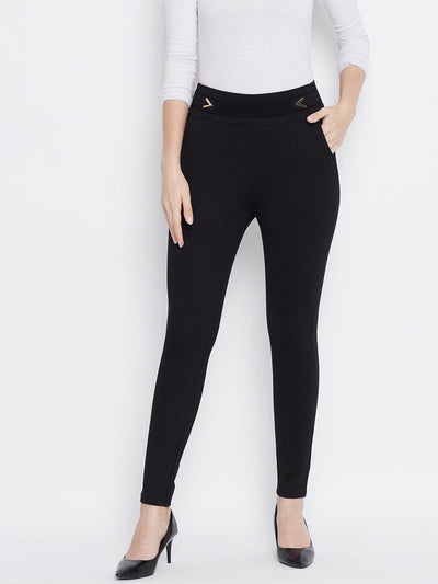 Clora Black Solid Jeggings