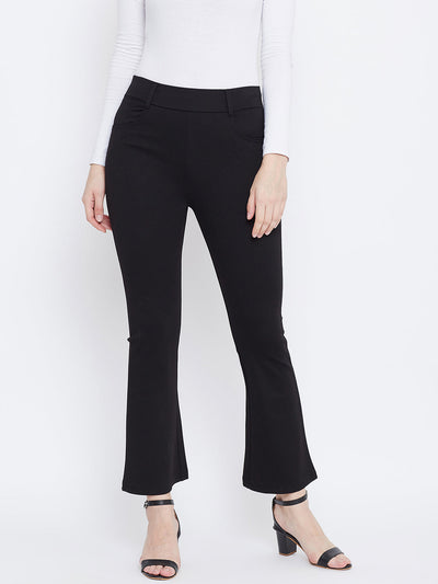 Black Solid Bootcut Jeggings