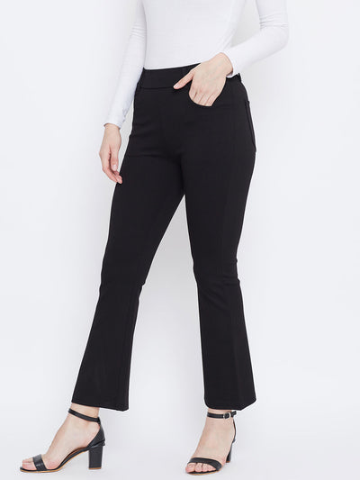 Black Solid Bootcut Jeggings