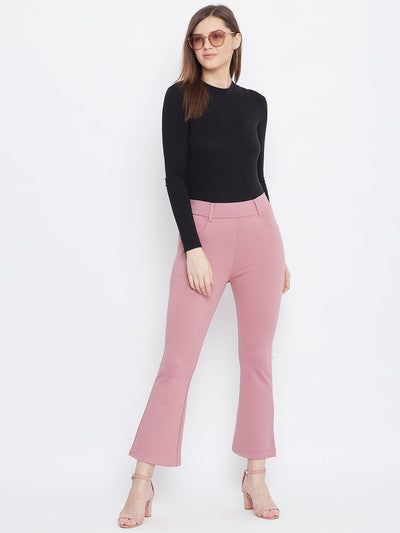 Clora Pink Solid Bootcut Jeggings