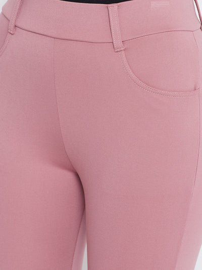 Clora Pink Solid Bootcut Jeggings