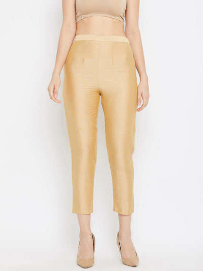 Clora Fawn Solid Silk Trouser