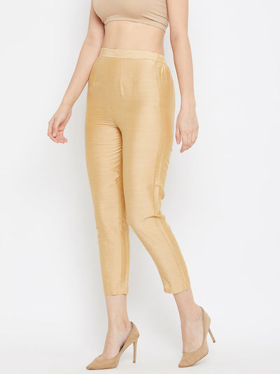 Clora Fawn Solid Silk Trouser