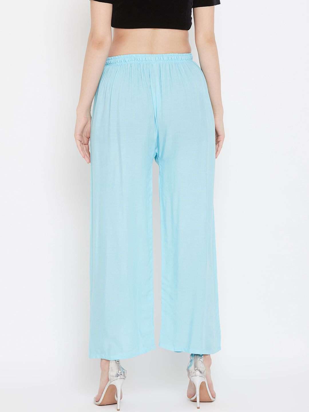 Clora Solid Mustard & Sky Blue Rayon Palazzo (Pack Of 2)