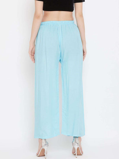 Clora Solid Mustard & Sky Blue Rayon Palazzo (Pack Of 2)