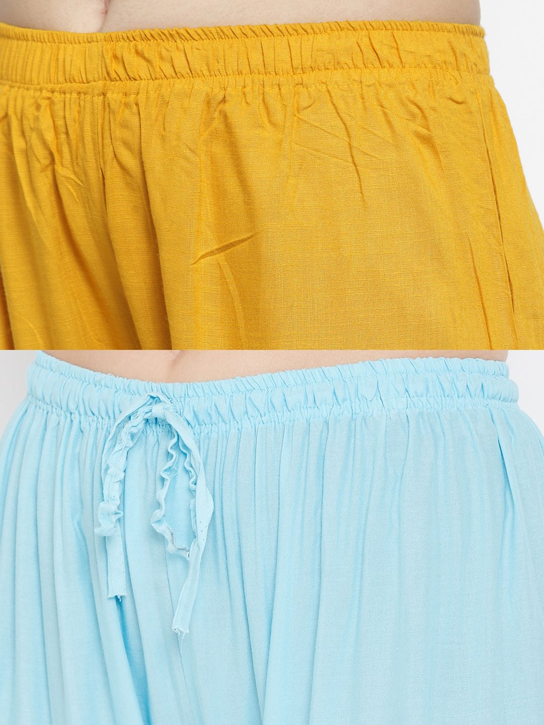 Clora Solid Mustard & Sky Blue Rayon Palazzo (Pack Of 2)
