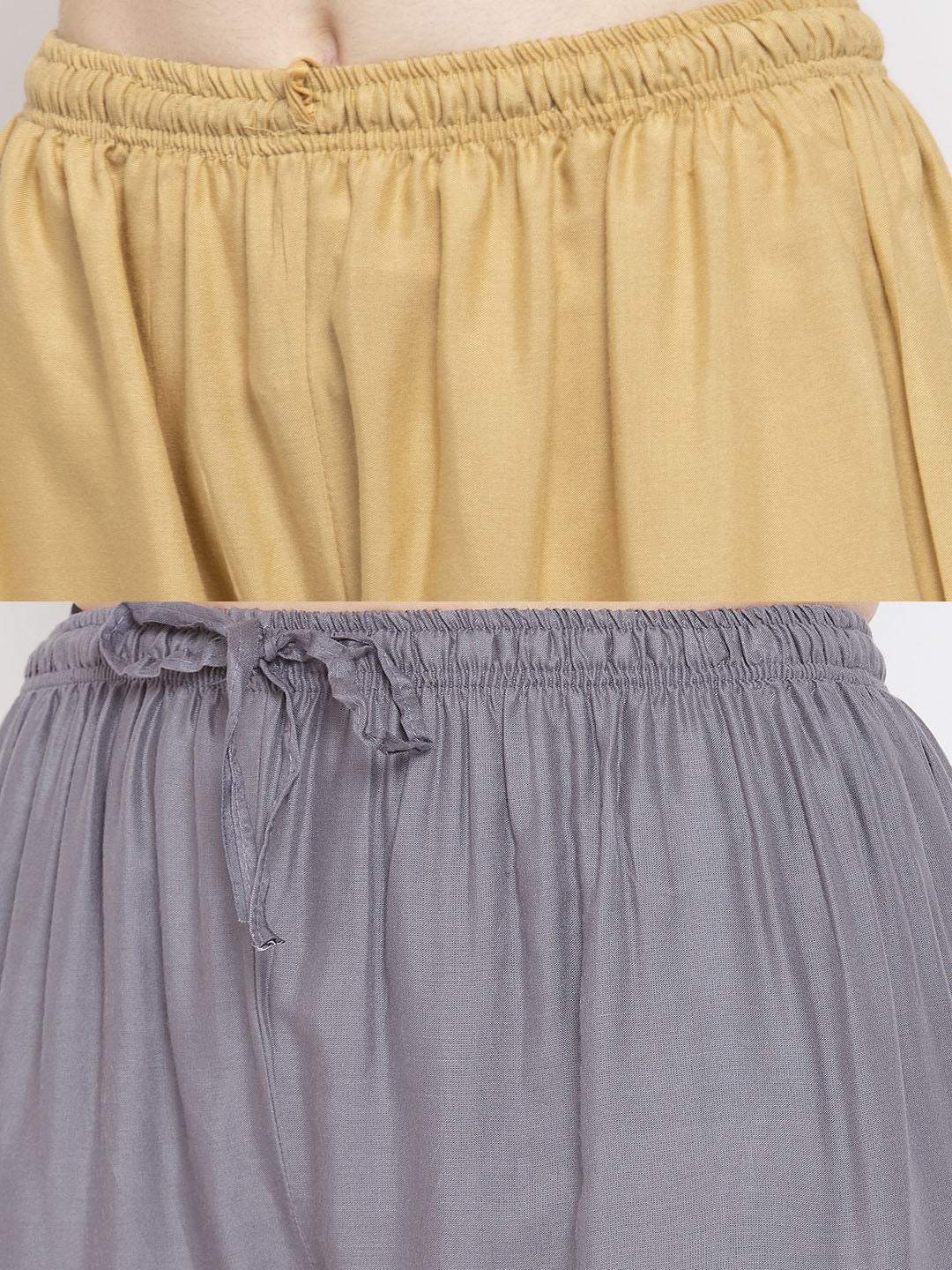 Clora Solid Fawn & Grey Rayon Palazzo (Pack Of 2)