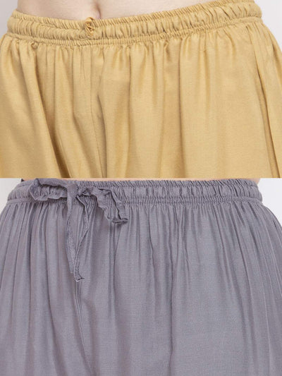 Clora Solid Fawn & Grey Rayon Palazzo (Pack Of 2)