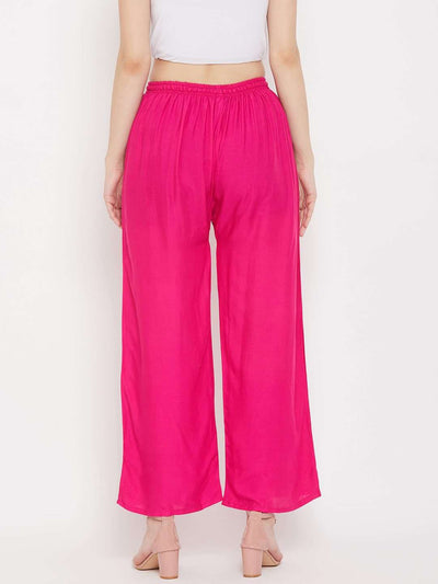 Clora Solid Black & Magenta Rayon Palazzo (Pack Of 2)