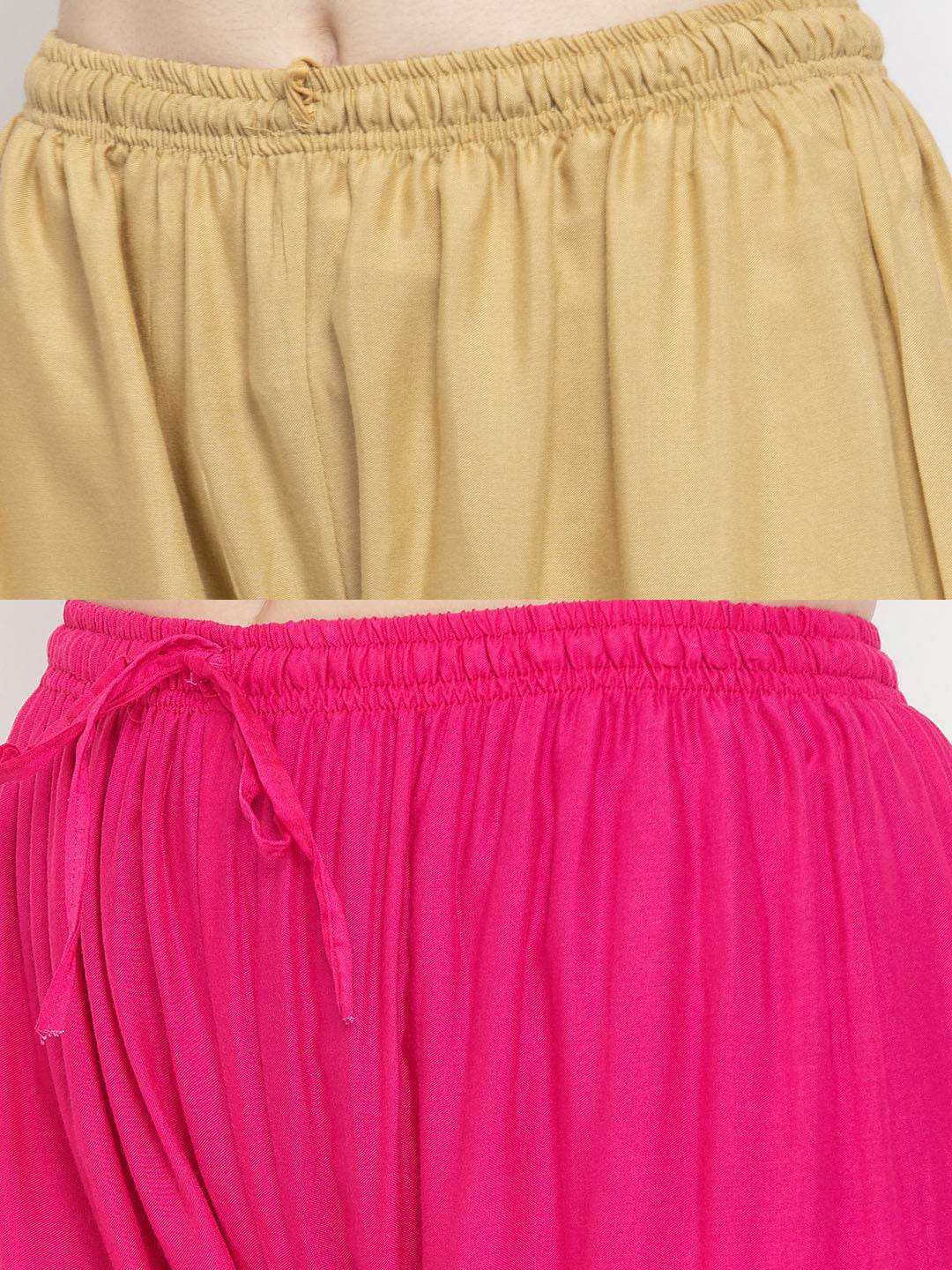 Solid fawn and magenta rayon palazzo pack of 2 from Clora Creation, fashion-forward women's wear.