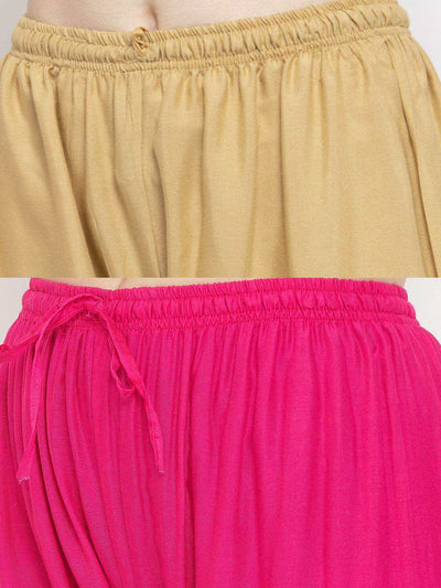 Solid fawn and magenta rayon palazzo pack of 2 from Clora Creation, fashion-forward women's wear.