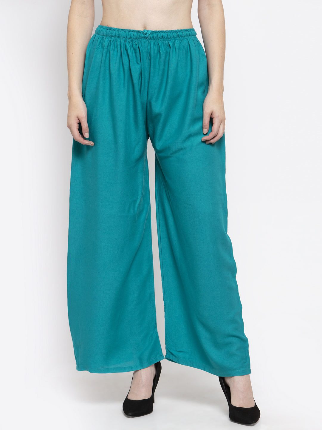 Clora Solid Turquoise & Magenta Rayon Palazzo (Pack Of 2)