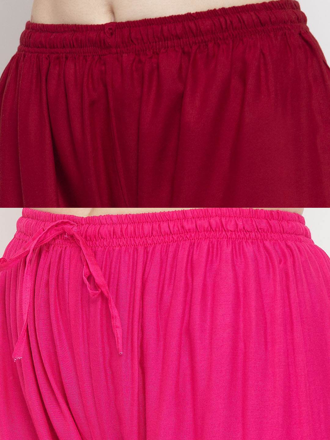 Clora Solid Maroon & Magenta Rayon Palazzo (Pack Of 2)