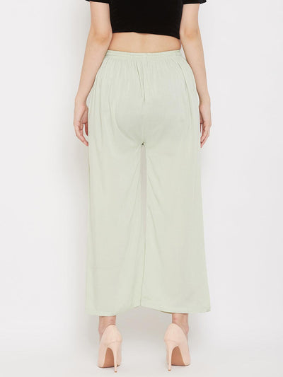 Clora Solid Fawn & Pista Green Rayon Palazzo (Pack Of 2)