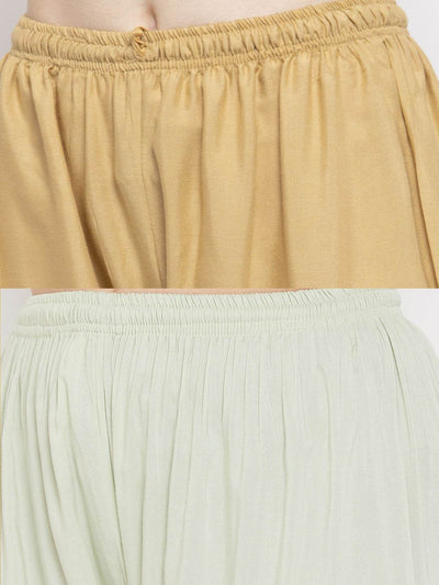Clora Solid Fawn & Pista Green Rayon Palazzo (Pack Of 2)
