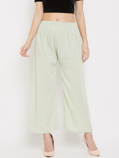 Clora Solid Sky Blue & Pista Green Rayon Palazzo (Pack Of 2)