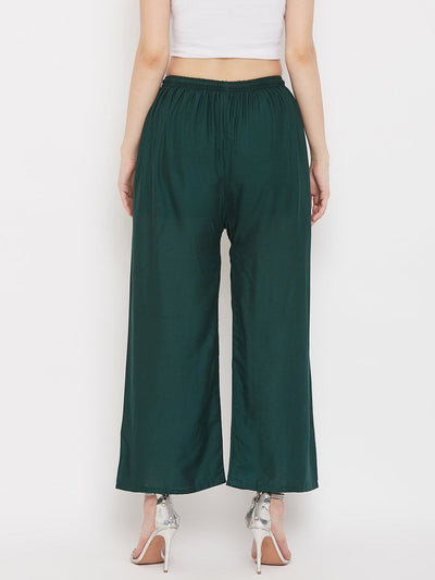 Clora Solid Black & Bottle Green Rayon Palazzo (Pack Of 2)