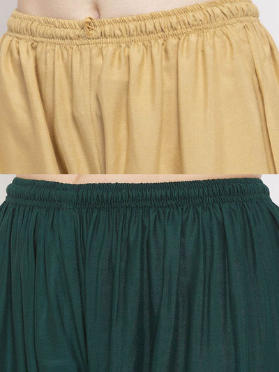 Solid Fawn and Bottle Green Rayon Palazzo pack of 2, featuring comfortable fit and elegant design for women.