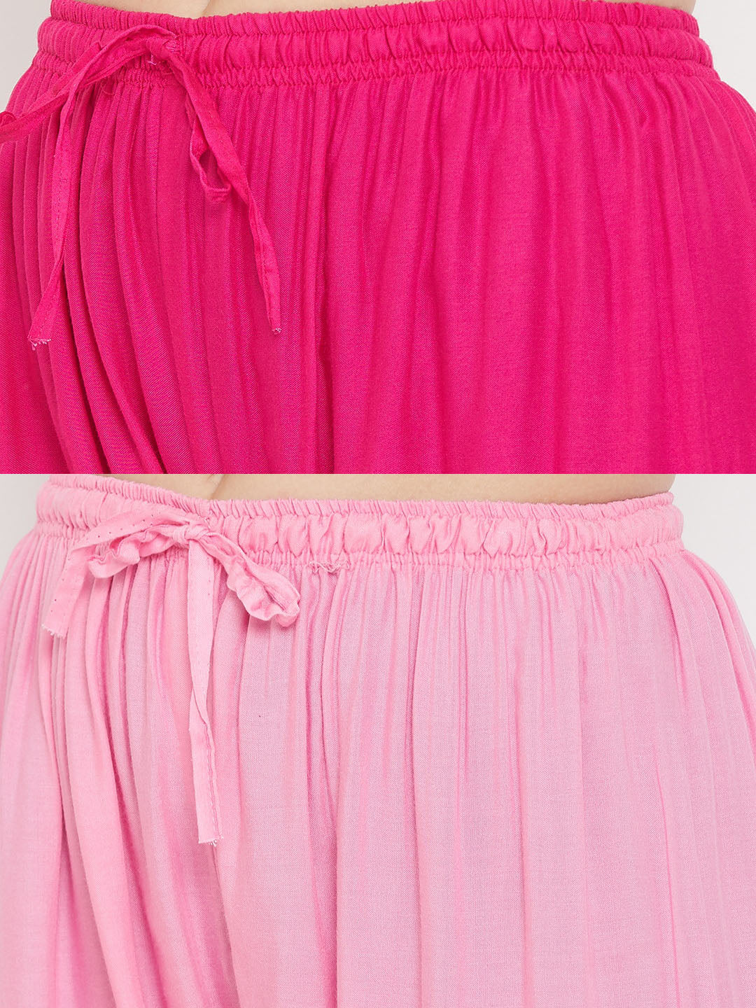 Clora Solid Magenta & Pink Rayon Palazzo (Pack Of 2)